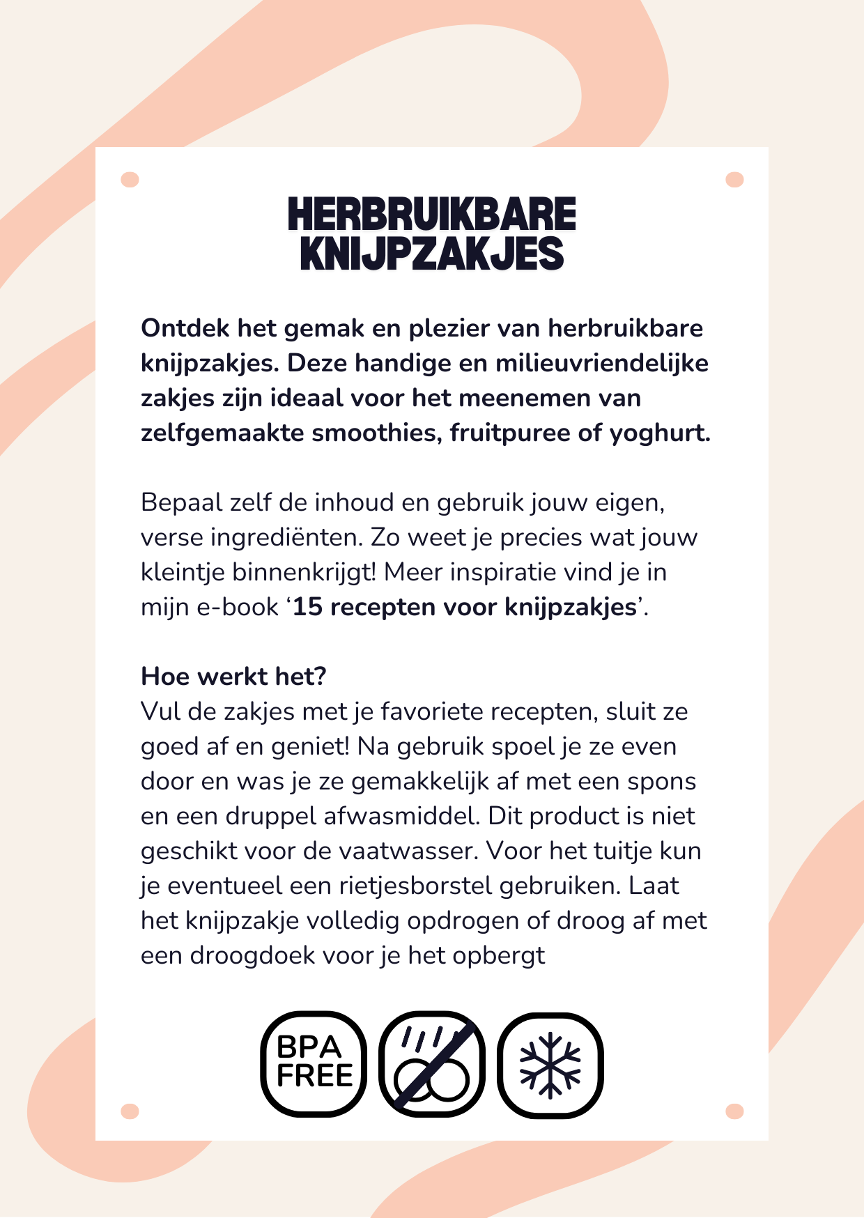 Herbruikbare Knijpzakjes - Voordeel verpakking 8 stuks - Oranje